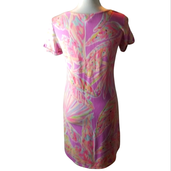 Lilly Pulitzer Flamingo Pink Tropical Multi Color Cuffed Sleeve Dress - Picture 3 of 7